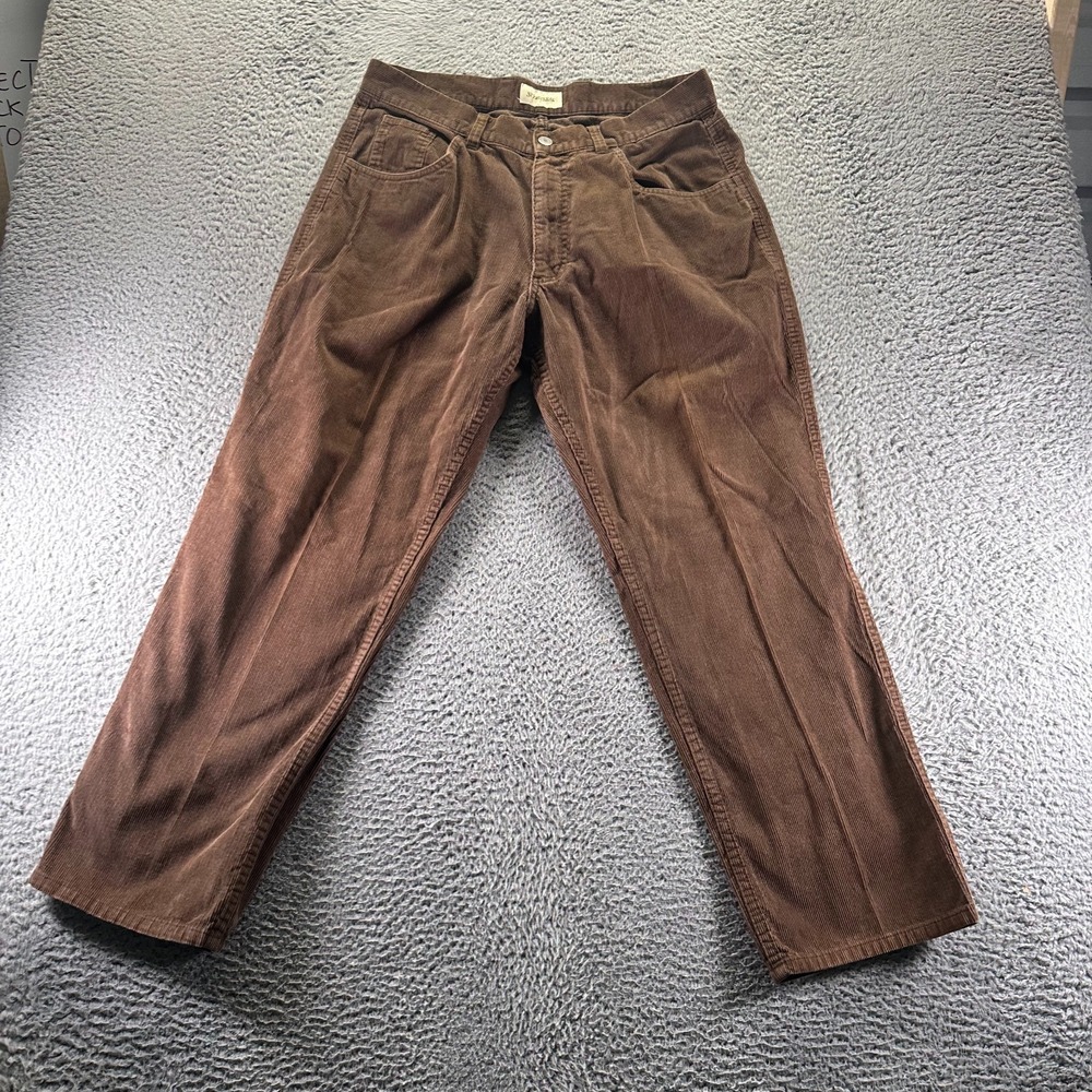 St. John's Bay Pant Men 36x30 Brown Cotton Corduroy Chino Straight Preppy Office